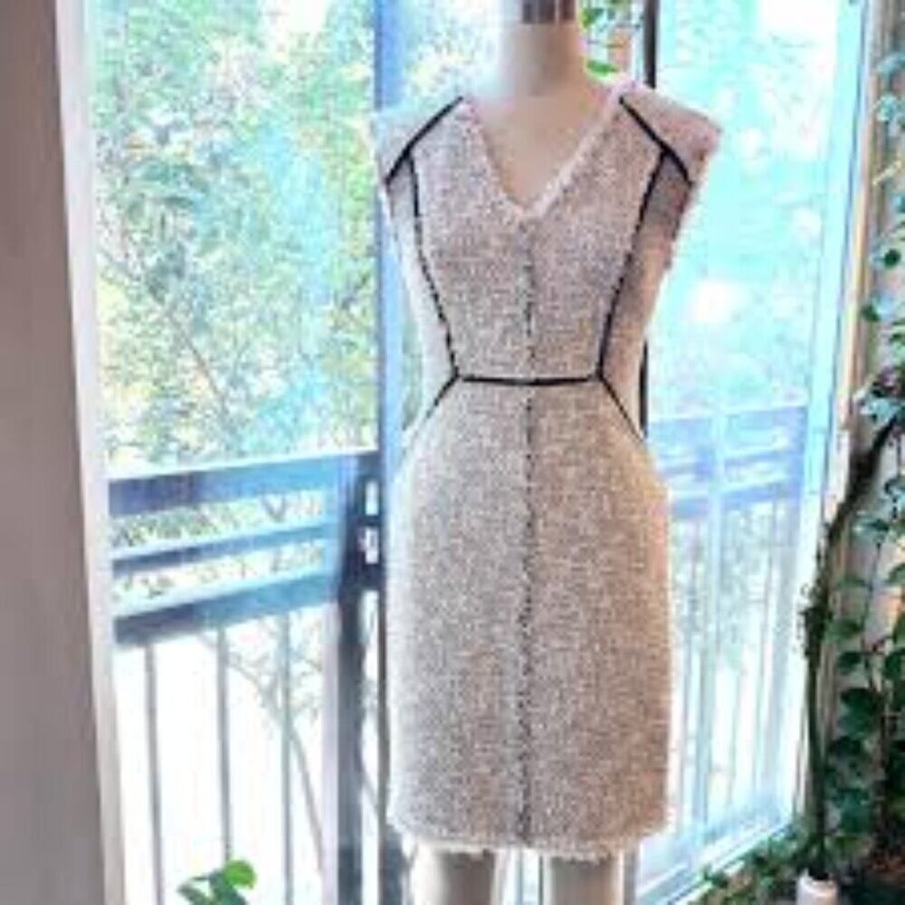 Rebecca Taylor Cream Tweed Sheath Dress Size 6 — Work Office Professional Chic